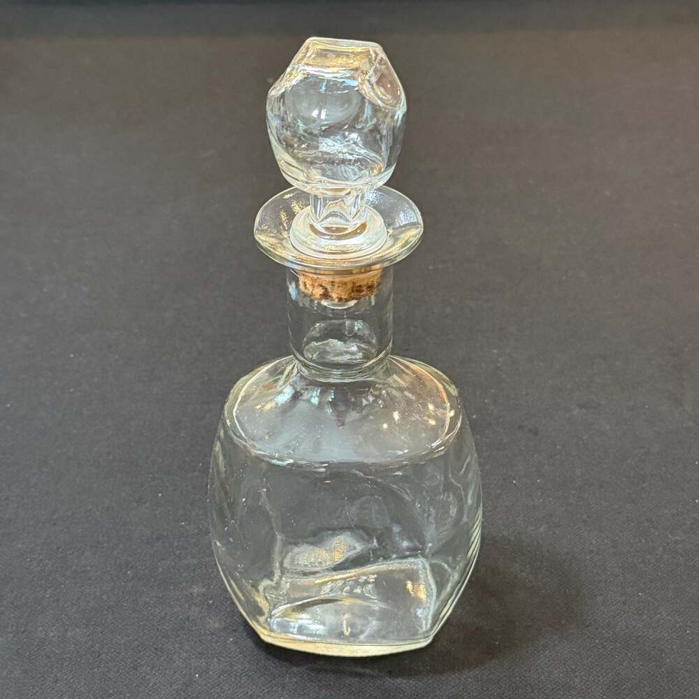 Vintage Clear Glass Decanter Bottle with Cork Stopper 55069 D-396
